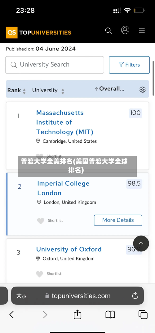 普渡大学全美排名(美国普渡大学全球排名)