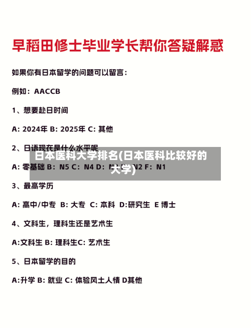 日本医科大学排名(日本医科比较好的大学)