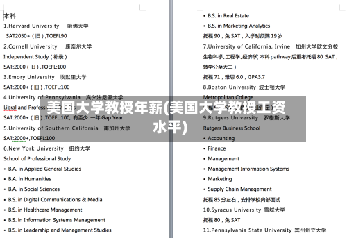 美国大学教授年薪(美国大学教授工资水平)