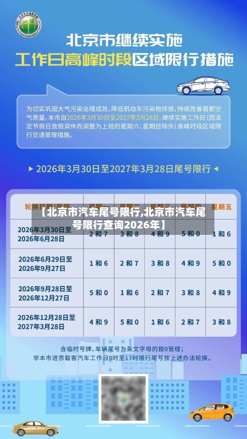 【北京市汽车尾号限行,北京市汽车尾号限行查询2026年】